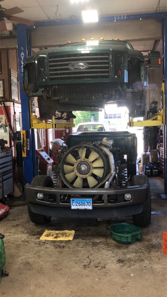 Working on truck