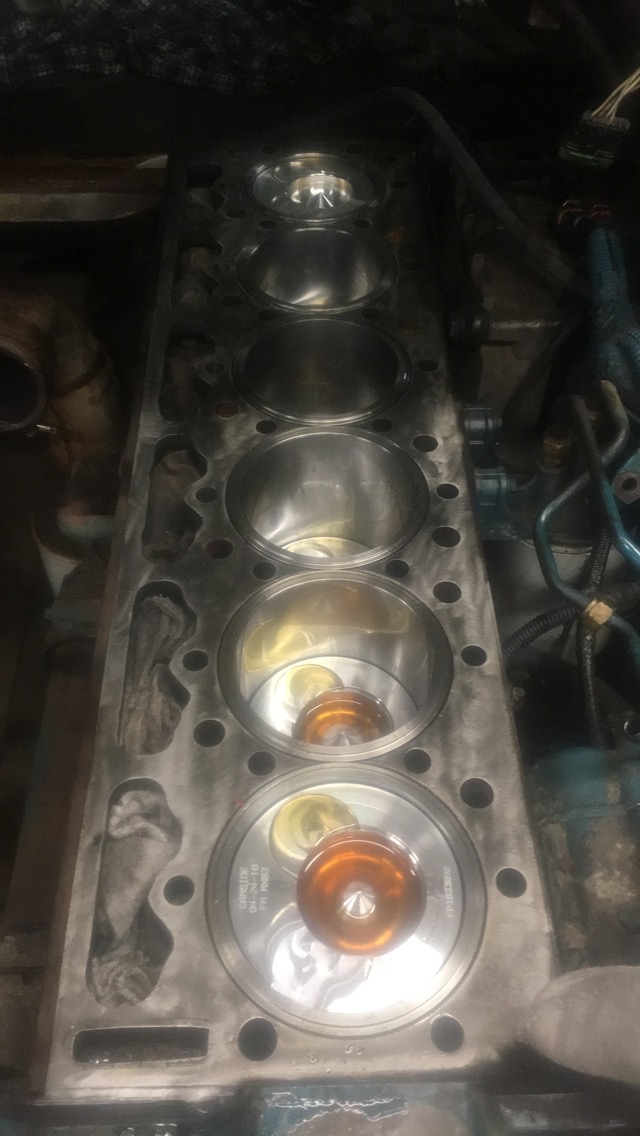 Engine block with new pistons